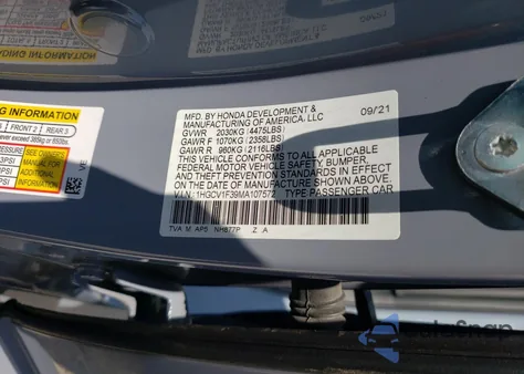 2021 Honda Accord Sport from USA, damaged, VIN 1HGCV1F39MA107572